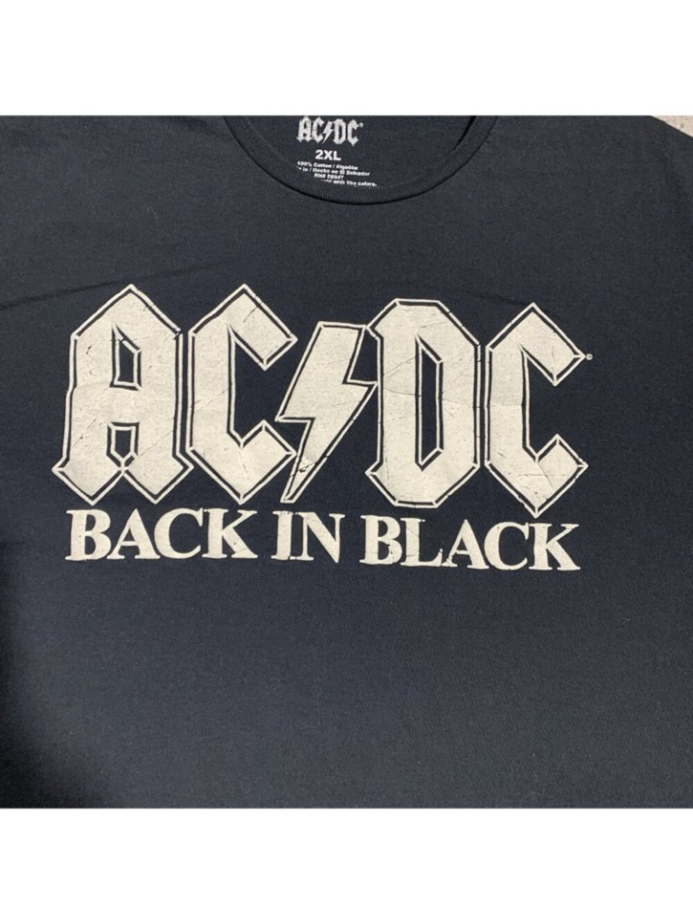 AC/DC Graphic T-Shirt Mens 2XL Black Back In Black Rock Band Short Sleeve Cotton - Picture 2 of 6
